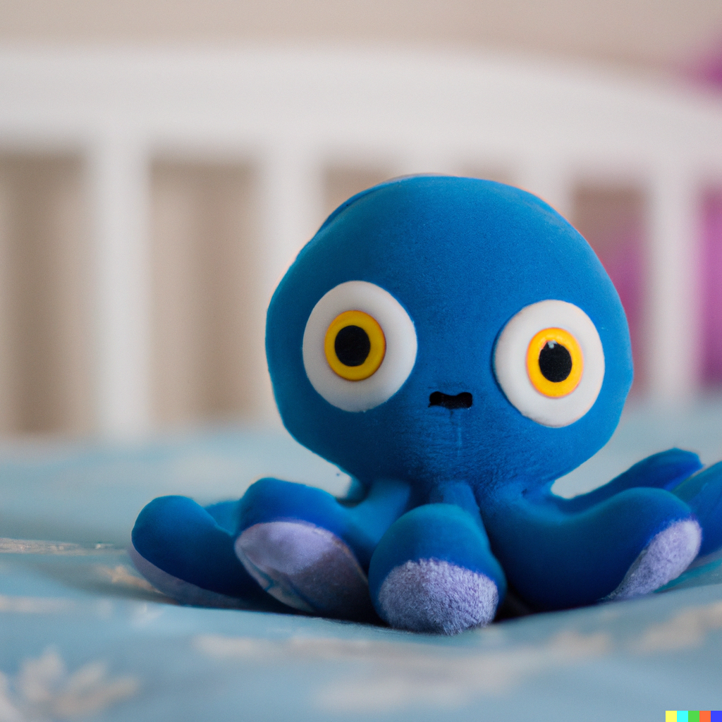 A cute blue baby octopus plush toy.